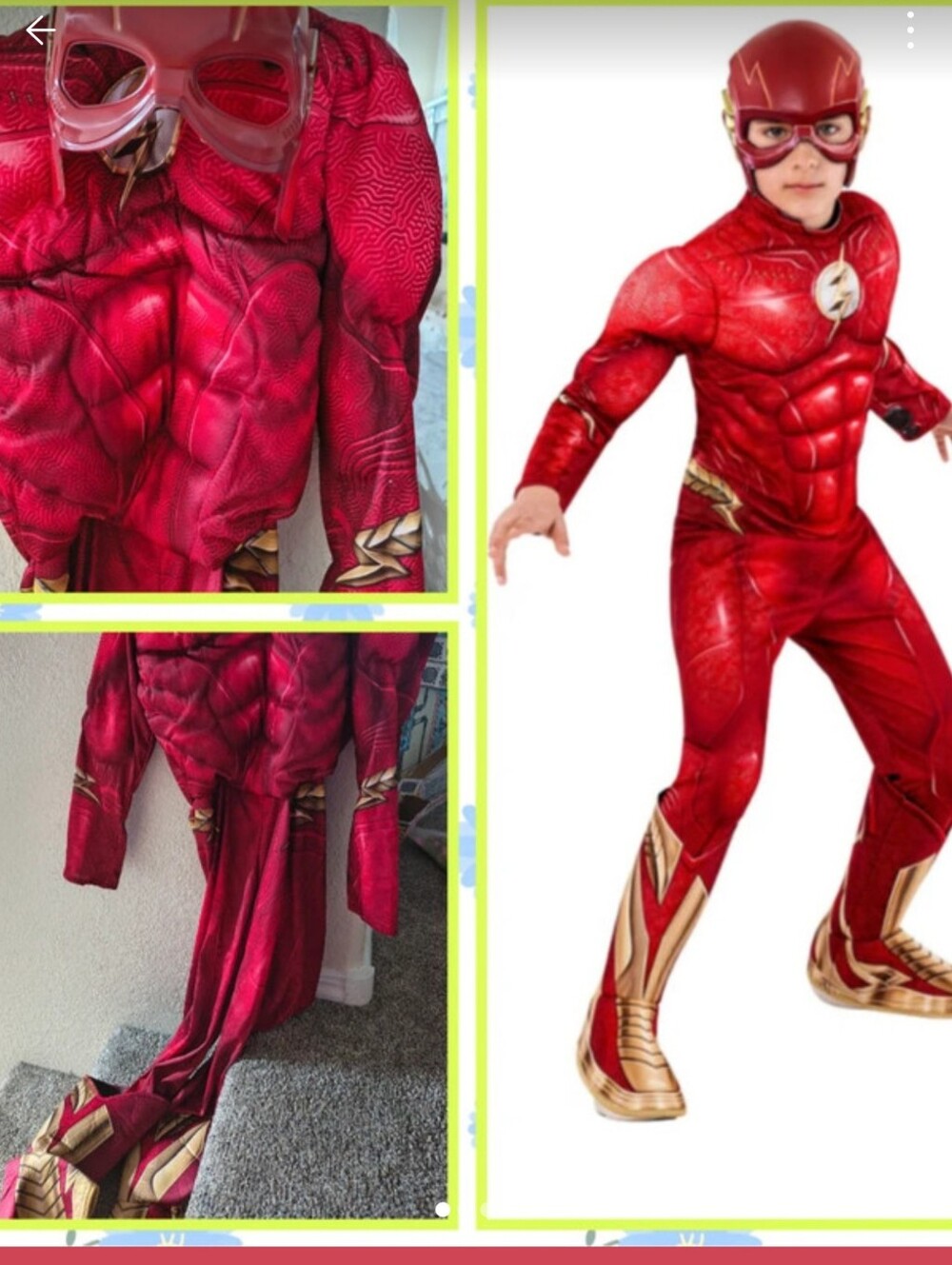 The Flash Kids Red Muscle Halloween Costume - Official Look Age Size 7-9